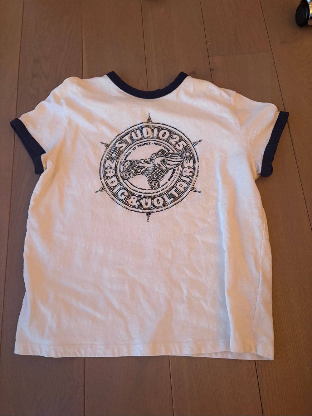 Zadig & Volitaire White Studio 25 Rhinestone Shirt Small